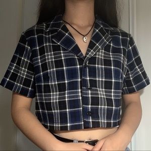 vivian plaid collar button up top